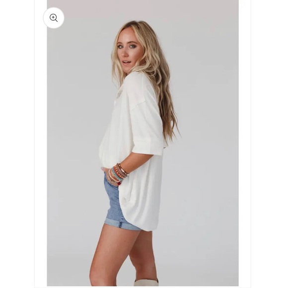 Luci Ribbed Henley Top - Ivory - Picture 3 of 6